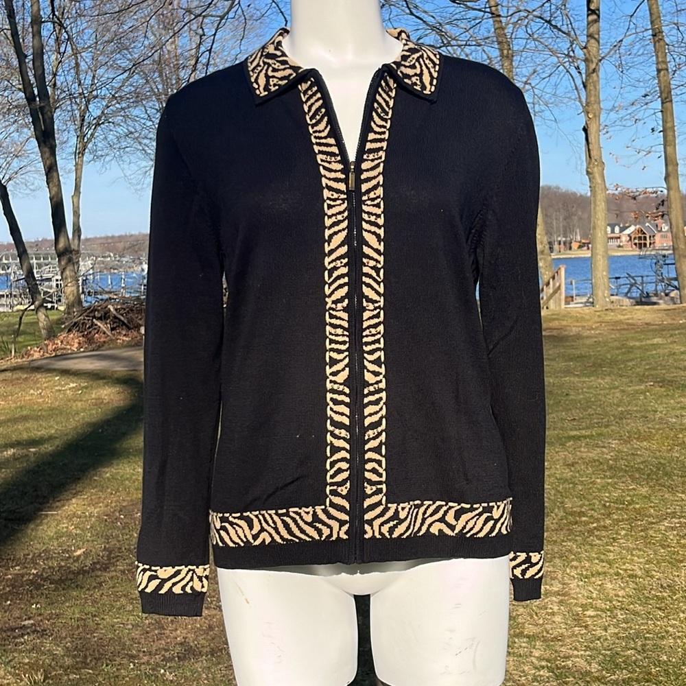 Alfred Dunner zip-up cotton-blend sweater S-M